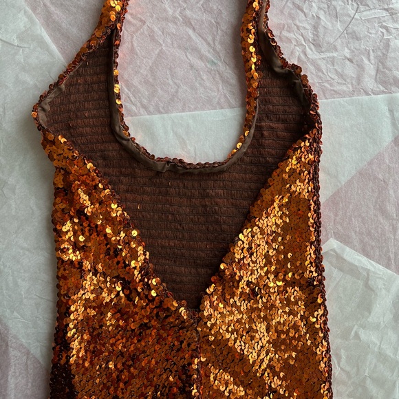 EUC VTG 80s halter sequin minidress handmade stretch small medium cocktail disco - Picture 6 of 15